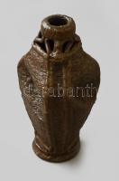 Bronzírozott iparművész vas váza, jelzés nélkül, m: 22,5 cm
