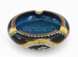 Kínai sárkánymintás zománcozott réz hamuzó, d: 9 cm