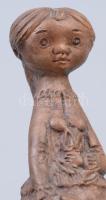 Kőfalvi Gyula (1920-1986): Lány korsóval. Jelzés nélkül, kopással, m: 18,5 cm
