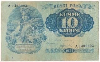 Észtország 1937. 10K "A-1406293" T:F Estonia 1937. 10 Krooni "A-1406293" C:F Krause P#67