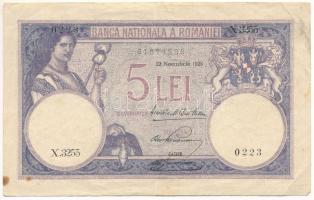 Románia 1928. 5L "X.3255 0223" T:F Romania 1928. 5 Lei "X.3255 0223" C:F Krause 19.a