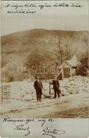 1901 Besztercebánya, Banská Bystrica; Kaán Károly (1867-1940) erdész és barátja a környéken / Hungarian forestry engineer and his friend. photo