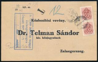 1942 Kézbesítési vevény 2 x 6f portóval