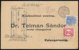 1935 Kézbesítési vevény 2f és 8f vegyes portózással