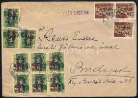 1946 (16. díjszabás) Levél 39 db bélyeggel Aszódról Budapestre