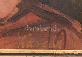 Kaszás István Viktor (1928-2015): Arc.. Olaj, farost, fa keretben, jelzett 16x17 cm