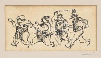 Csohány Kálmán (1925-1980): 2 db rézkarc. Egyik keretben 6x11, 13x10 cm