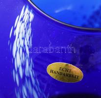 Királykéken színezett gömbváza, jelzett, hibátlan, m: 16,5 cm