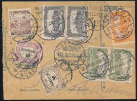 1922 Csomagszállító 8 db bélyeggel bérmentesítve, közte 2 db Hivatalos "BELED"