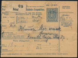 1922 Csomagszállító 8 db bélyeggel bérmentesítve, közte 2 db Hivatalos "BELED"