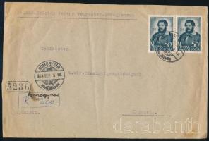 1944 Ajánlott levél Kossuth 50f párral