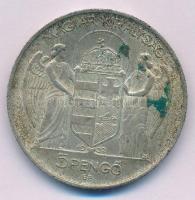 1939. 5P Ag "Horthy balra" T:XF patina Adamo P8.2
