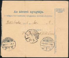 1916 Szállítólevél 4 db bélyeggel Hódmezővásárhelyről Békéscsabára