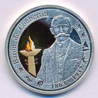 Belgium 2012. 10E Ag "Baron de Coubertin" tanúsítvánnyal T:AU (eredetileg PP), ujjlenyomat Belgium 2012. 10 Euro Ag "Baron de Coubertin" with certificate C:AU, (originally PP), fingerprint Krause KM#320