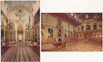 London, Windsor - 6 db RÉGI képeslap a királyi palota termeiről / 6 pre-1945 postcards of the State ...