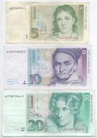 Német Szövetségi Köztársaság 1991. 5M + 10M + 1993. 20M T:F FRG 1991. 5 Mark + 10 Mark + 1993. 20 Mark C:F