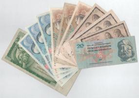 Csehszlovákia 1960-1988. 11db-os vegyes bankjegy tétel T:AU-F Czechoslovakia 1960-1988. 11pcs of mixed banknotes C:AU-F