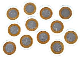 Brazília 2012-2016. 1R bimetál "Olimpiai Játékok - Rio 2016" (12xklf) forgalmi emlékkiadások kapszulában T:AU, patina Brazil 2012-2016. 1 Real bimetallic "Olympic Games - Rio 2016" (12xdiff) circulating commemorative coins in capsule C:AU, patina