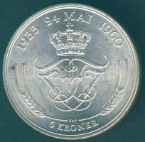 Dánia 1960. 5K Ag "Ezüstlakodalom" T:1/1-