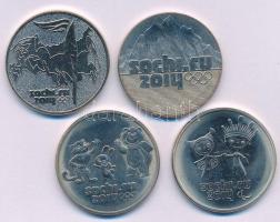Oroszország 2012-2014. 25R Cu-Ni "Téli Olimpia" (4xklf) forgalmi emlékérme kapszulában T:AU Russia 2012-2014. 25 Roubles Cu-Ni "Winter Olympics" (4xdiff) circulating commemorative coins in capsule C:AU