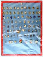 ~82db vegyes magyar és külföldi űrkutatási témájú jelvény a szocialista időszakból, közte festett, műgyantás, zománcozott és fotóbetétes darabok, lapra tűzve T:vegyes