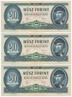 1980. 20Ft (3x) sorszámkövető pár és közeli sorszám "C 378" T:XF Adamo F17