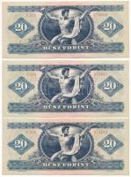 1980. 20Ft (3x) sorszámkövető pár és közeli sorszám "C 378" T:XF
Adamo F17