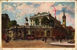 Wien, Vienna, Bécs; Albrechtsbrunnen. Kunstverlag Hans Hausner / fountain, horse-drawn tram (EB)