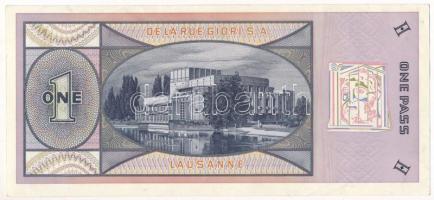 Svájc ~2000. bankjegy tervezet "One Pass (Belépő?)" nyomattal, a De La Rue bankjegynyomda ...