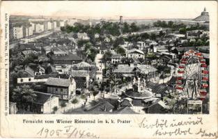 1905 Wien, Vienna, Bécs; Wiener Riesenrad im k.k. Prater. Andr. Rauschan / amusement park, ferris wheel (wet damage)