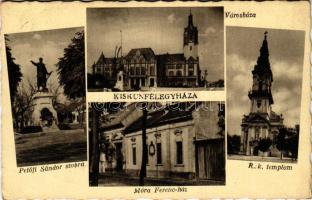 1941 Kiskunfélegyháza, Petőfi Sándor szobra, Városháza, Római katolikus templom, Móra Ferenc ház (fl)
