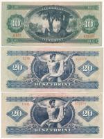 1969. 10Ft + 1980. 20Ft (2x) T:F közte szép papír