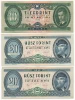 1969. 10Ft + 1980. 20Ft (2x) T:F közte szép papír