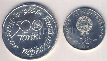 1988. 50Ft + 500Ft Ag "Világ vadvédelmi alap" pár T:BU