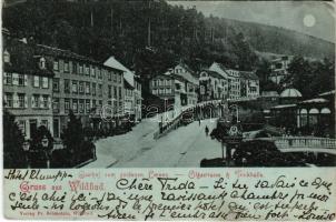 1899 (Vorläufer) Bad Wildbad (Baden-Württemberg), Gasthof zum goldenen Loewn, Olgastrasse, Trinkhalle / night (EK)