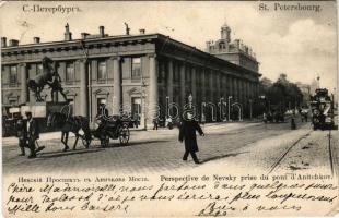 Saint Petersburg, St. Petersbourg, Leningrad, Petrograd; Perspective de Nevsky prise du pont d'Anitchkov / Nevsky Prospect, horse-drawn tram (EK)