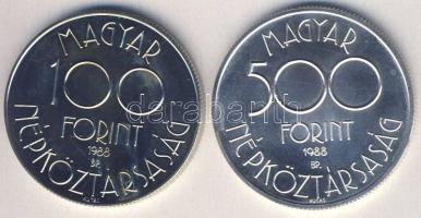 1988. 100Ft + 500Ft Ag "Labdarúgó VB" pár T:BU