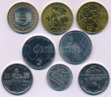 Vegyes 8db-os olimpiai tematikájú forgalmi emlékérmék kapszulában, közte Törökország 2012. 1L bimetál "Török Olimpia" + közte Lengyelország 2012-2014. 2Zl Cu "2012 London Olimpia + Lengyel Olimpiai Csapat" (2xklf) + közte Portugália 2012-2016. 2 1/2E Cu-Ni "Olimpia" (2xklf) + közte Dnyeszter-menti Köztársaság 2017. 1R Ni-acél "XXIII. Téli Olimpiai Játékok", stb. T:AU-XF Mixed 8pcs Olympic themed commemorative circulation coins in capsule, including Turkey 2012. 1 Lira bimetallic "Turkish Olympics" + in it Poland 2012-2014. 2 Zlotys "2012 London Olympic + Polish Olympic Team" (2xdiff) + in it Portugal 2012-2016. 2 1/2 Euro Cu-Ni "Olympics" (2xdiff) + in it Transnistria 2017. 1 Rouble Ni-steel "XXIII Olympic Winter Games", etc. C:AU-XF