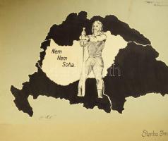 cca 1927 Irredenta iskolai rajz ("Nem nem soha" felirattal) és kézzel rajzolt Magyarország...