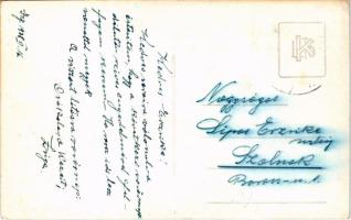 1938 Jászkarajenő, Rákóczi tér, vasútállomás, templom, Ceglédkörnyéki Gazdasági Vasút kisvasútja. ph...