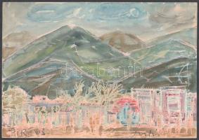 Juris Ibolya (1923-1997): Pireus (Pireusz). Vegyes technika, papír, jelzett, 22,5×32 cm