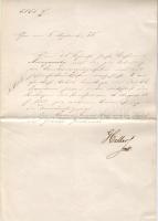 1858 Levél magyarország főkormányzójának levélpapírján Gróf Haller aláírásával