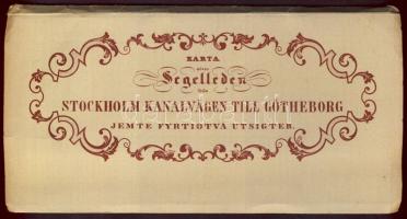Stockholm - Göteborg csatorna régi térképeket és metszeteket ábrázoló leporelló füzet