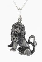 Ezüst (Ag) lánc, nem ezüst oroszlán medállal, lánc jelzett, bruttó 11g