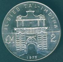 Málta 1973. 2Pounds Ag "Ta´l-Imdina kapu" T:BU