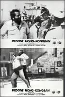 Bud Spencer filmszínész hat különböző - 1989 előtt készült - filmben, 13 db vintage produkciós filmfotó (vitrinfotó, lobbyfotó), ebből tíz kép ezüst zselatinos fotópapíron, három ofszet nyomtatás, a használatból eredő (esetleges) kisebb hibákkal, 18x24 cm