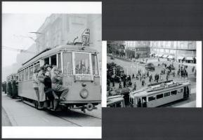 cca 1969 előtti felvételek a budapesti villamosokról, 2 db modern nagyítás, jelzés nélkül, 15x21 cm és 10x15 cm