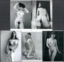 cca 1970 előtt ,,Lányok, asszonyok a kamera előtt", szolidan erotikus felvételek, 5 db modern nagyítás, jelzés nélkül, 10x15 cm