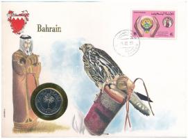 Bahrein 1965. 100f Cu-Ni felbélyegzett borítékban, bélyegzéssel, német nyelvű tájékoztatóval T:AU Bahrain 1965. 100 Fils Cu-Ni in envelope with stamp, cancellation and information in German C:AU