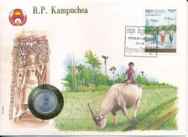 Kambodzsa 1979. 5s, felbélyegzett borítékban, bélyegzéssel, német nyelvű leírással T:UNC Cambodia 1979. 5 Sen in envelope with stamp and cancellation, with German description C:UNC